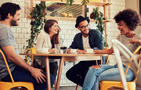 Friends having a great time in cafe