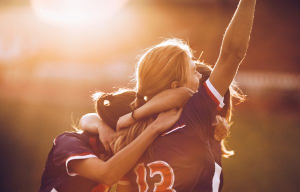 Celebrating the victory after soccer match