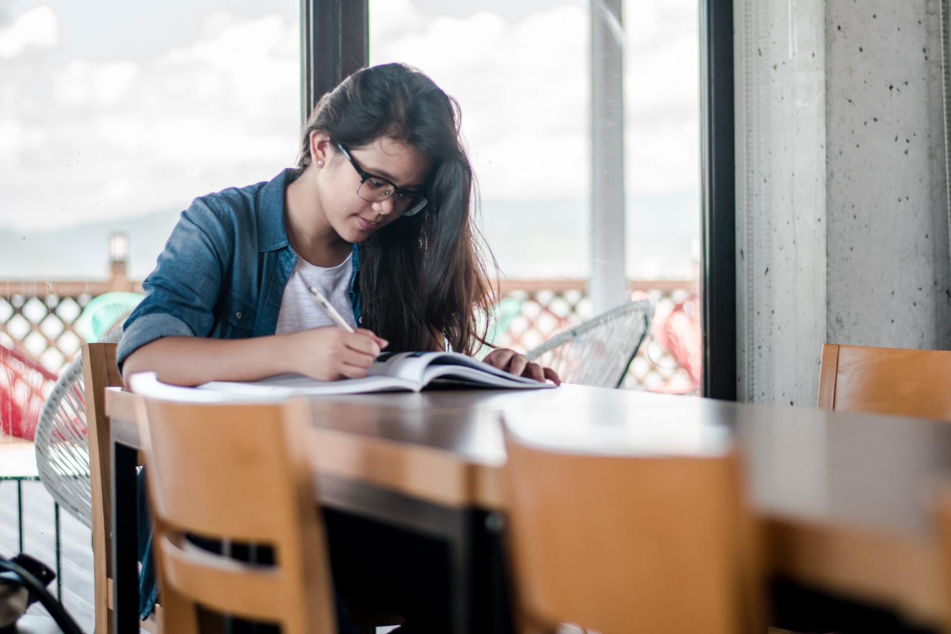 Person studying at a table