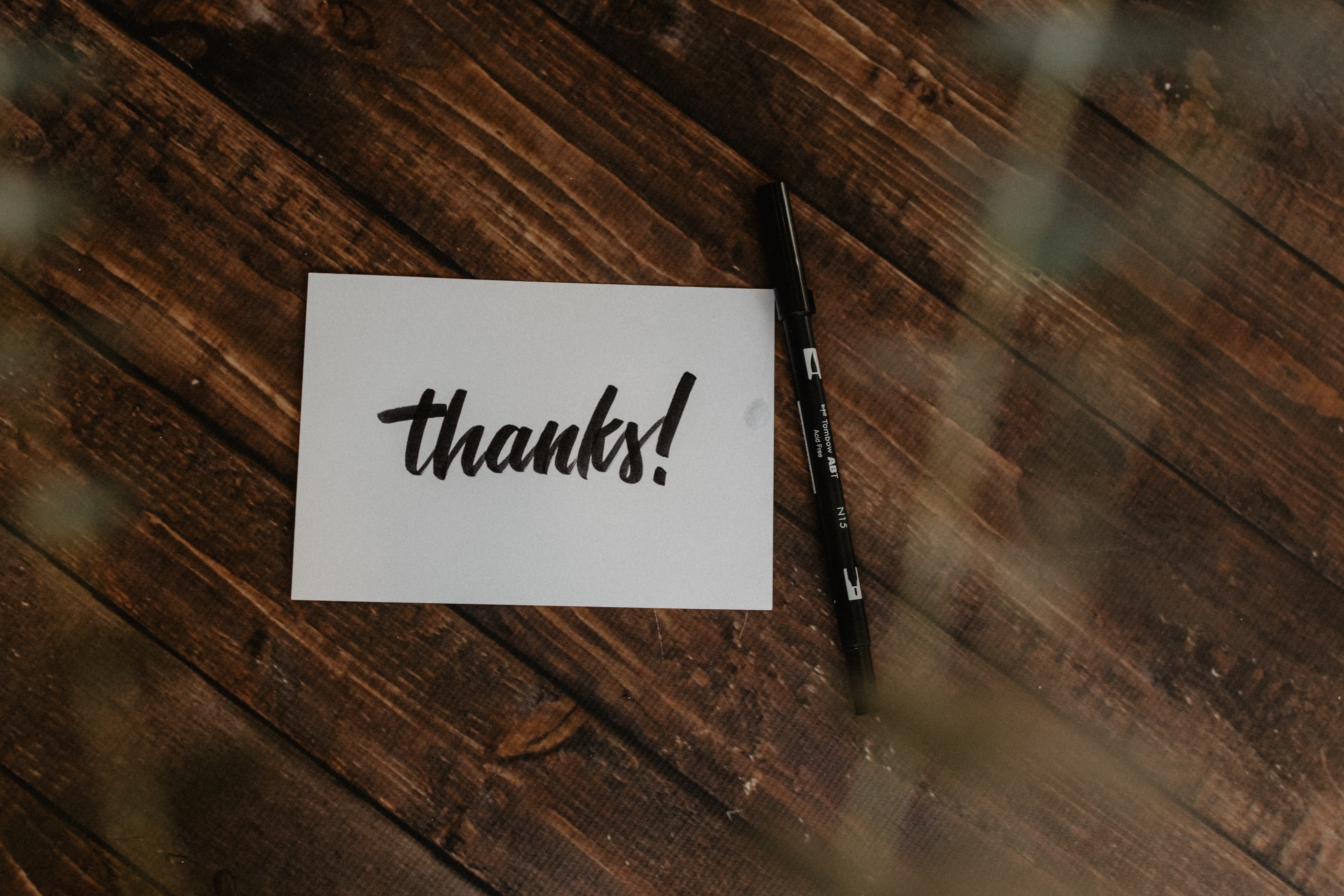 Thank you card and pen