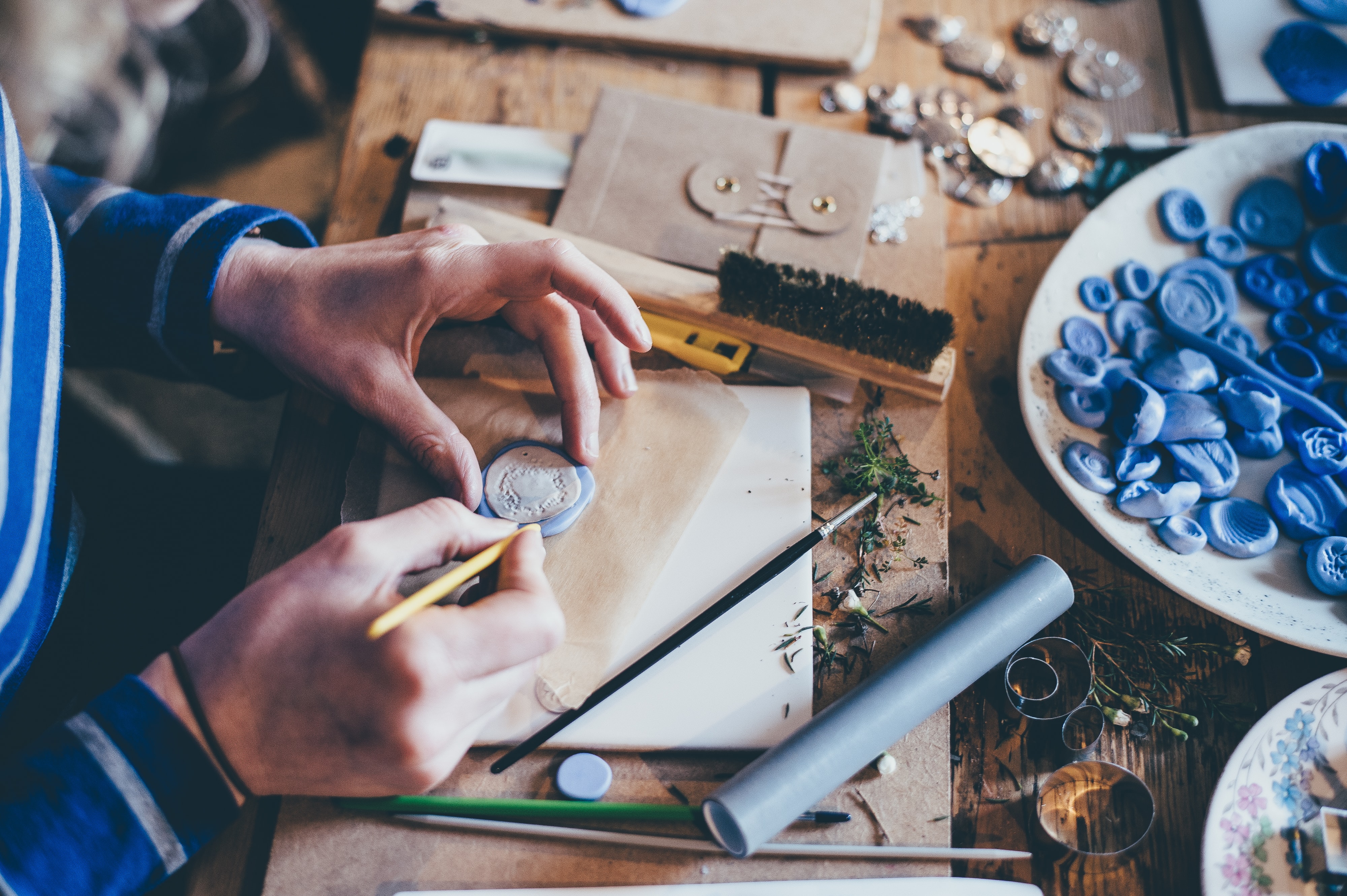 A person doing some crafting