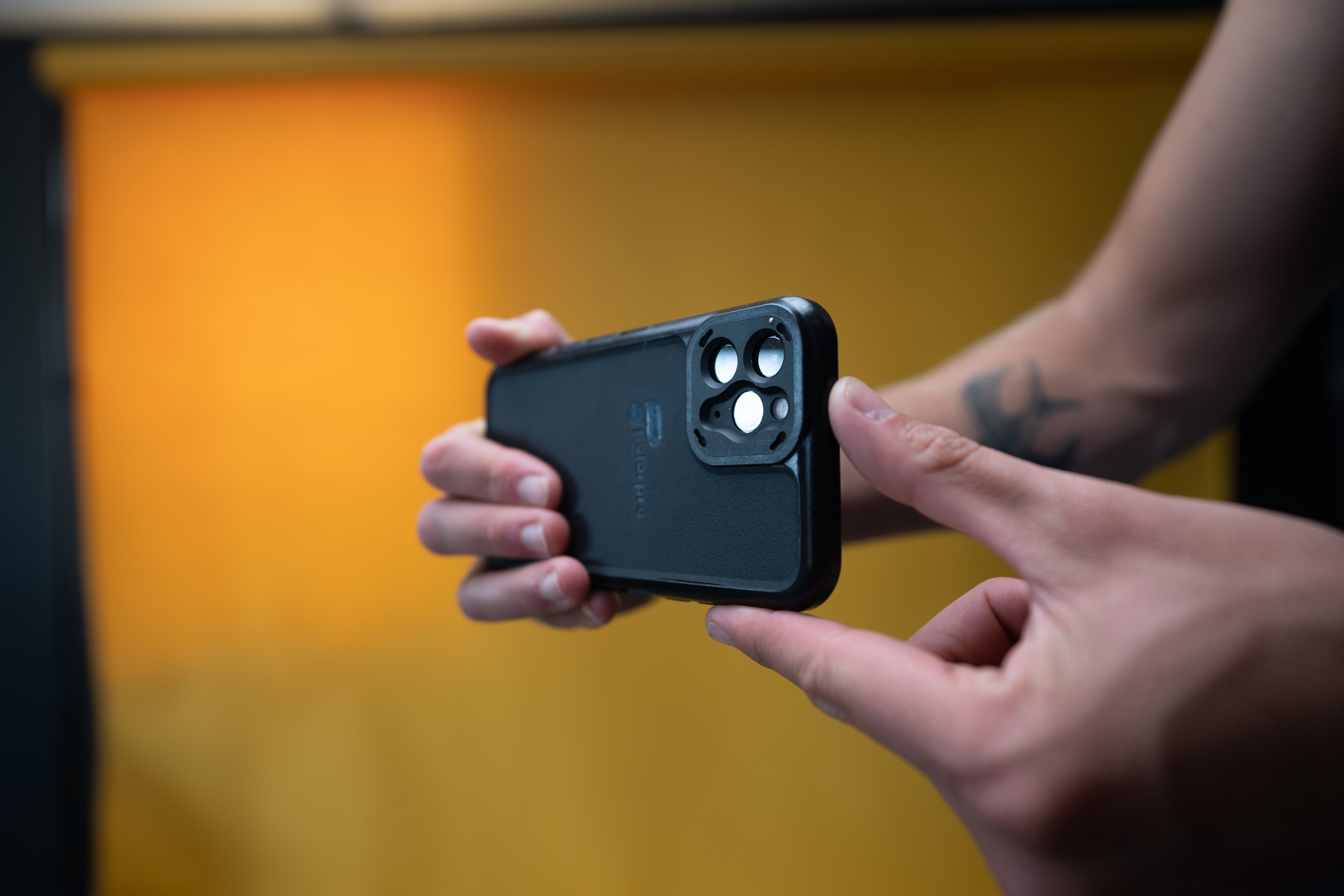 A person holding their phone