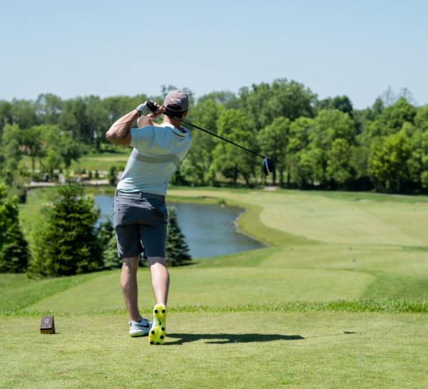 A person playing golf