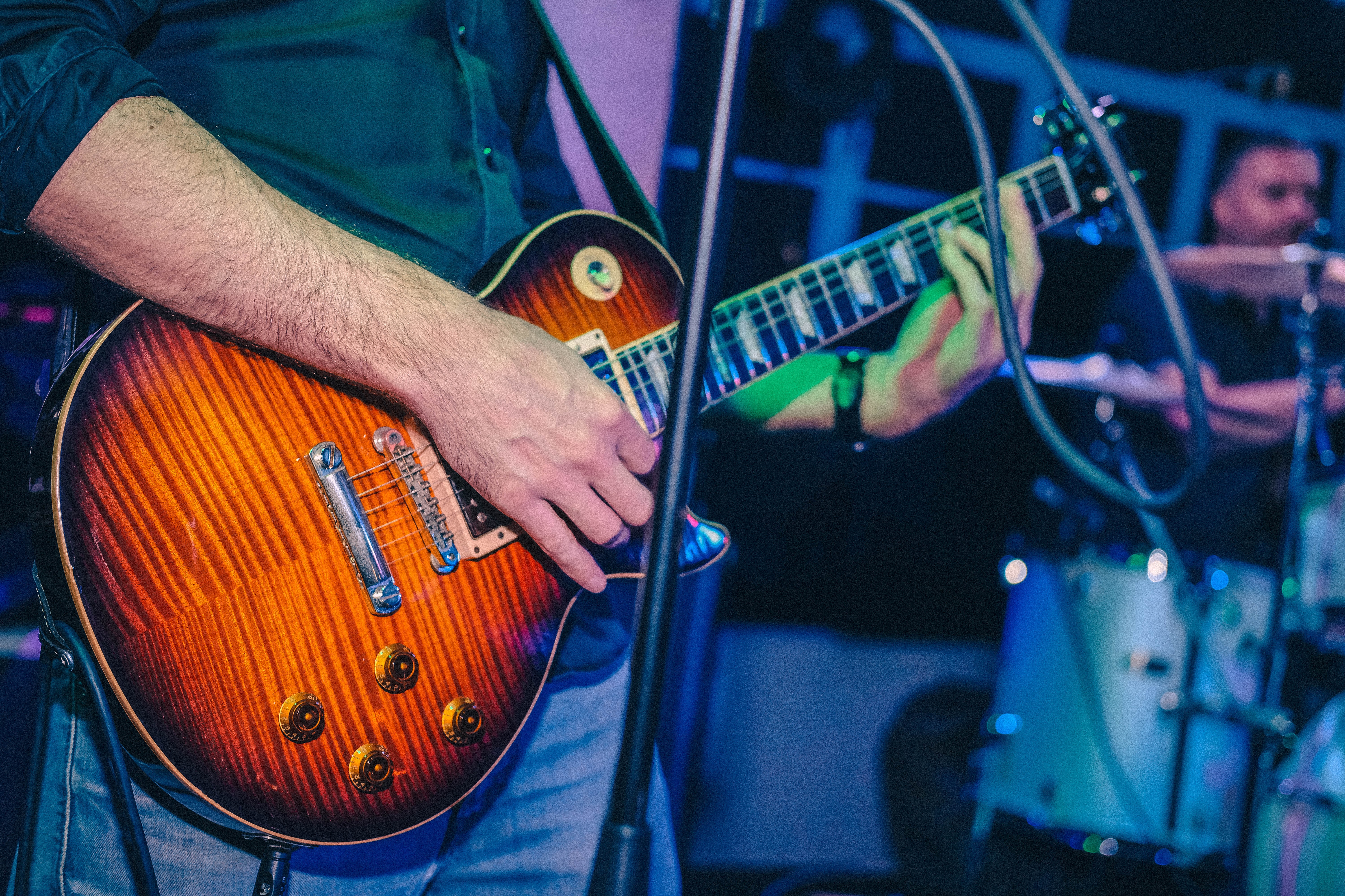 A person playing the guitar