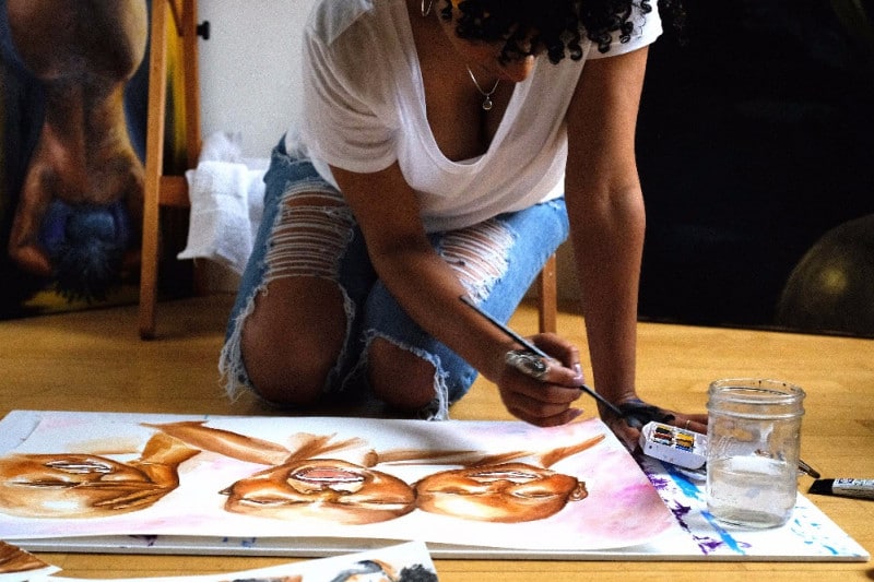 A person painting