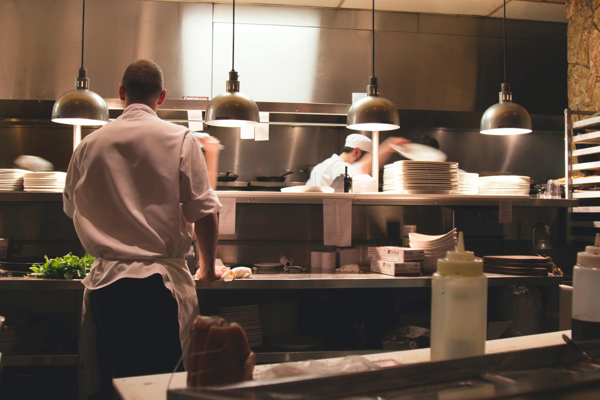 Chefs in a restaurant kitchen