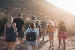 Youth group going on a walk