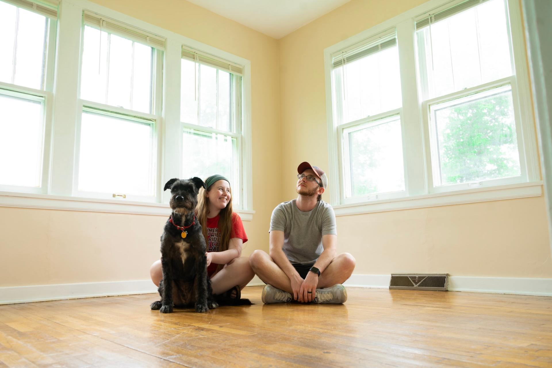 People sitting in their home before moving