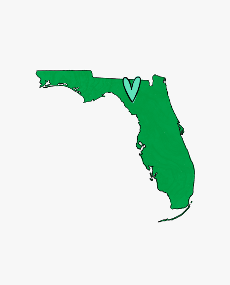 shape of flowrida with a heart over the hurricane idalia impacted area