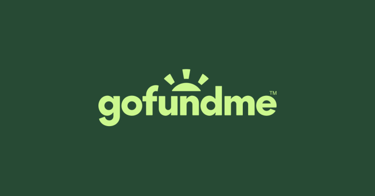 gofundme logo on a green background