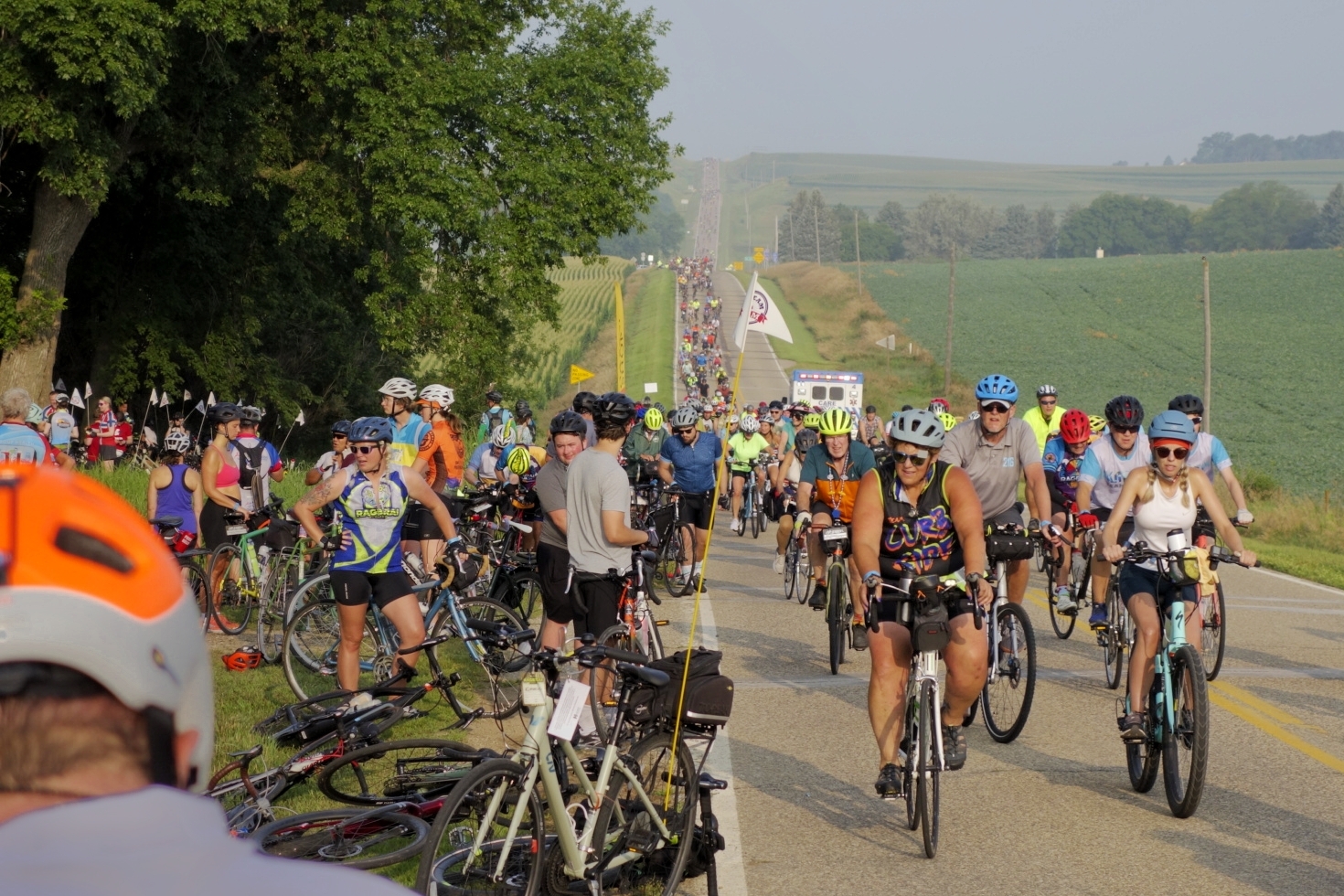 Cyclists riding RAGBRAI