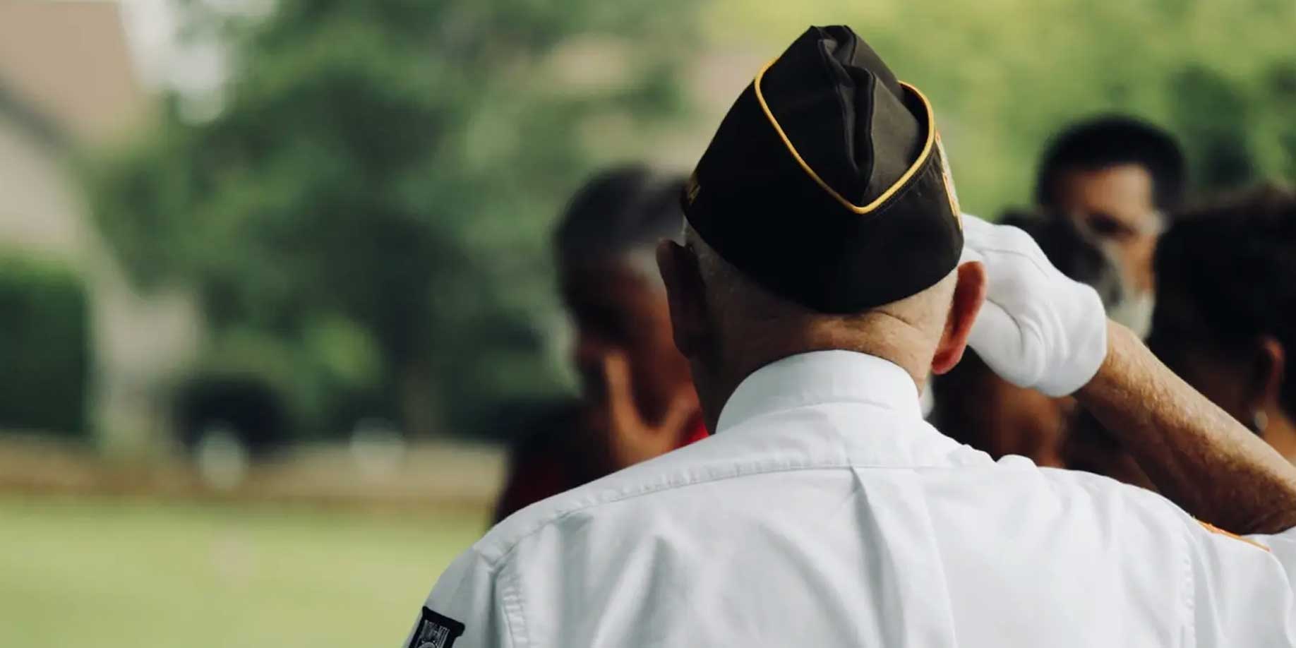 A veteran saluting