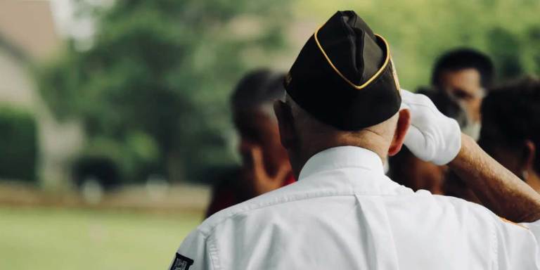 A veteran saluting