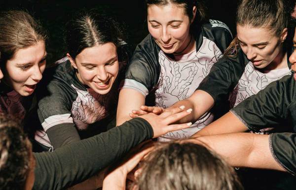 Sports team huddle