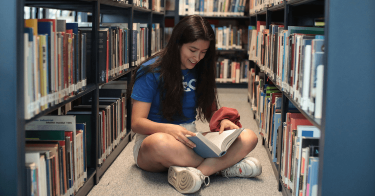 At the library