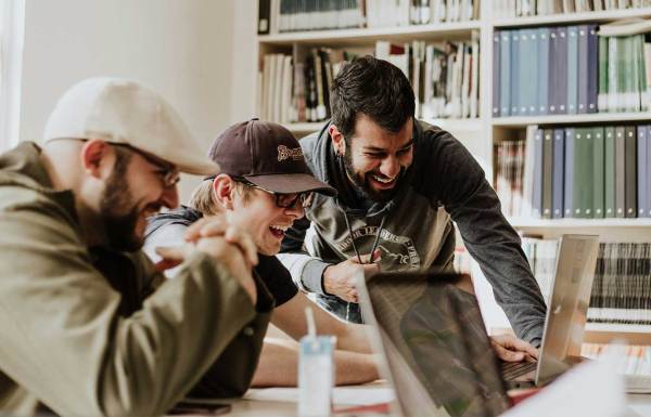 College students working on a laptop