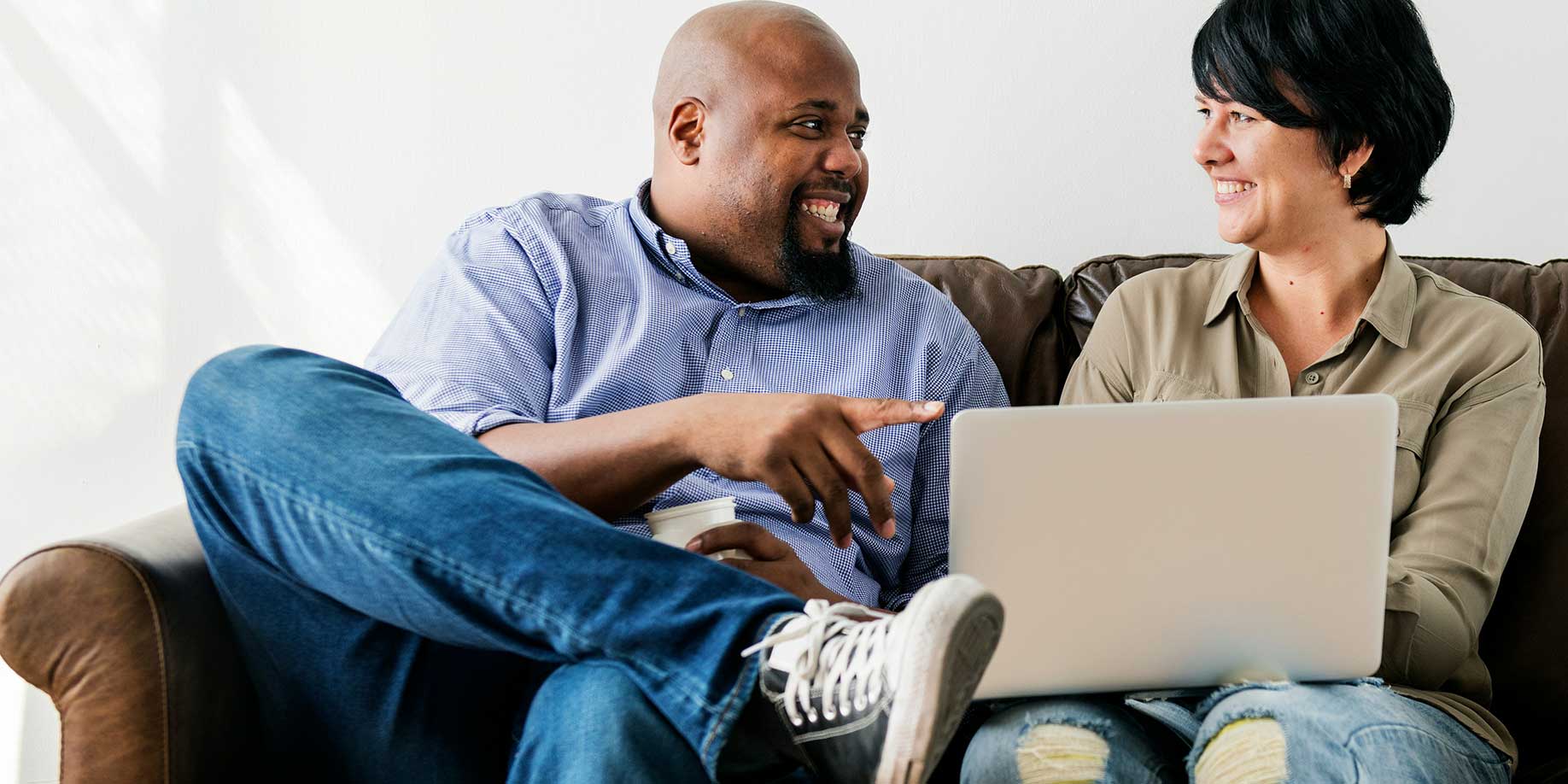 couple using a laptop