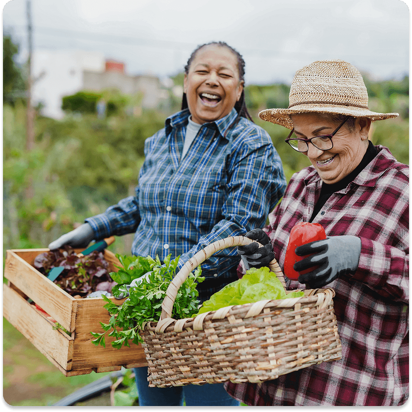 Gardeners laughing together