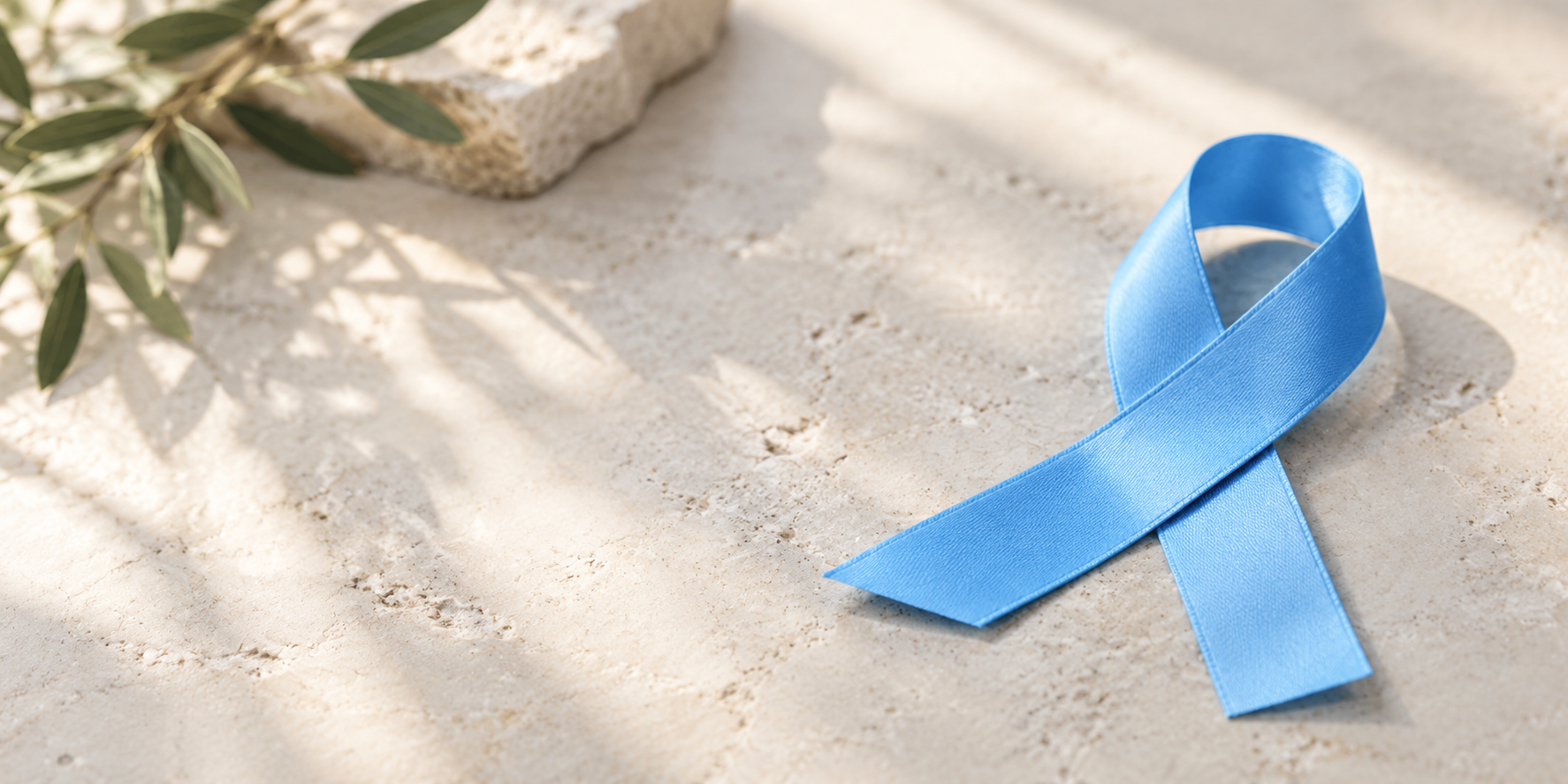 A light blue ribon sybolizing prostate cancer awareness month