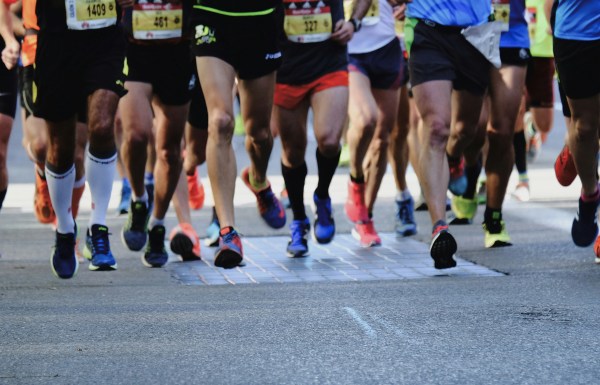A group of runners running a marathon