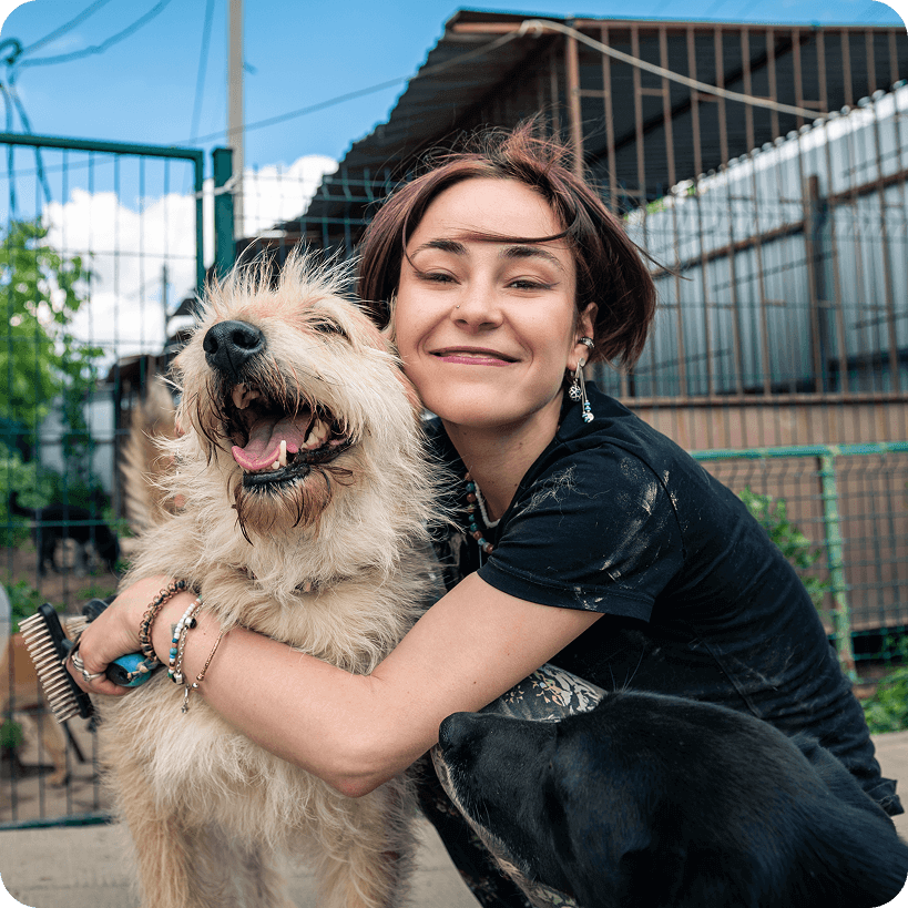 A pet owner with her pet