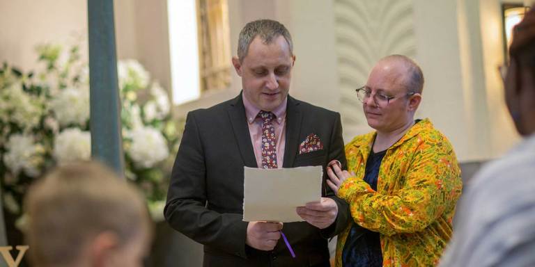 A person delivering a eulogy