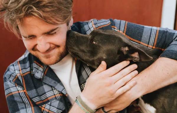A person with his dog