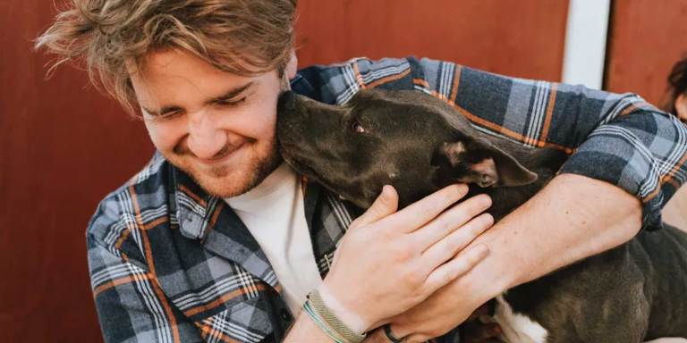 A person with his dog