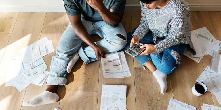 a couple working through their bills together