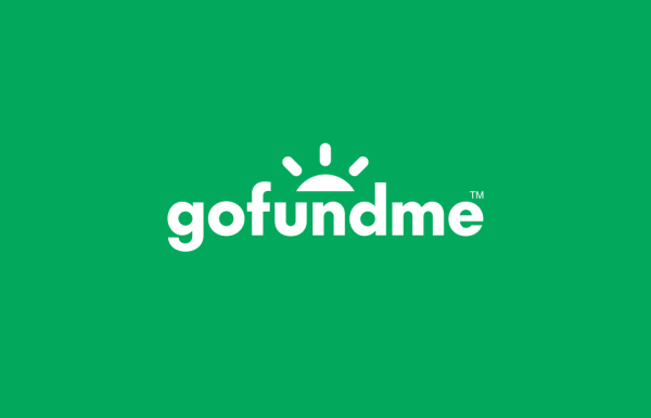 White GoFundMe logo with green background