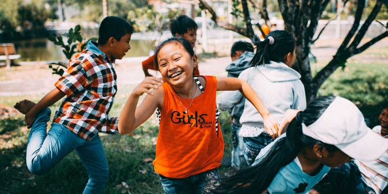 Children playing at a charity event