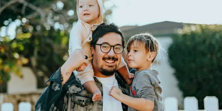 A father with his children