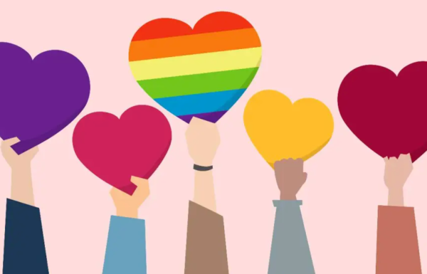 cartoon of hands holding up hearts