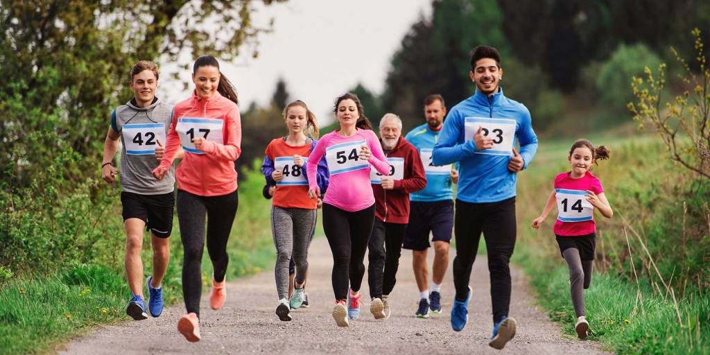 A group of runners running a 5k
