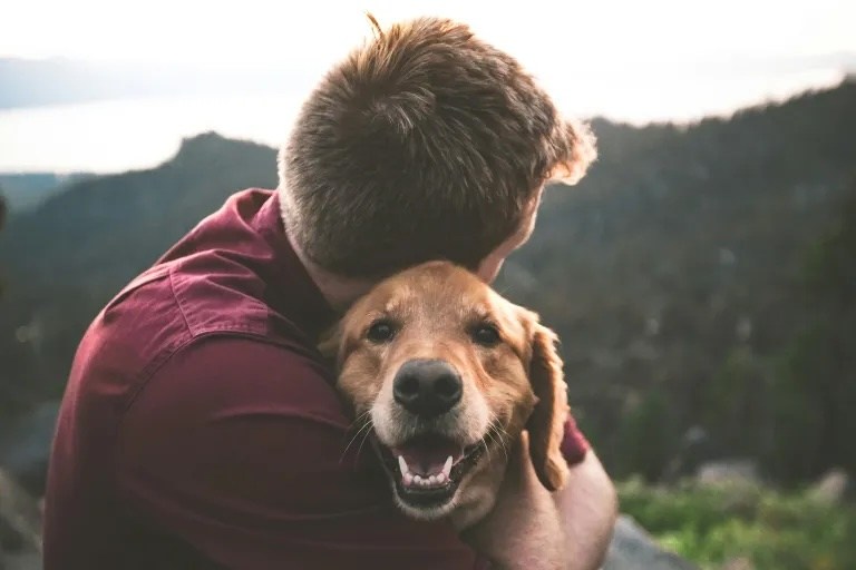 un homme et son chien